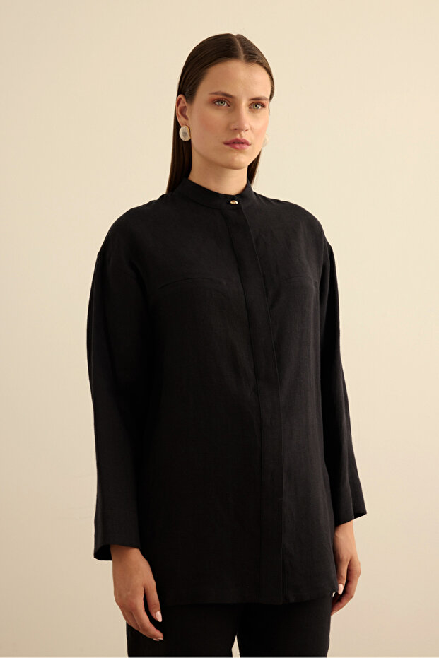 Hakim Yaka Keten Gömlek - 2