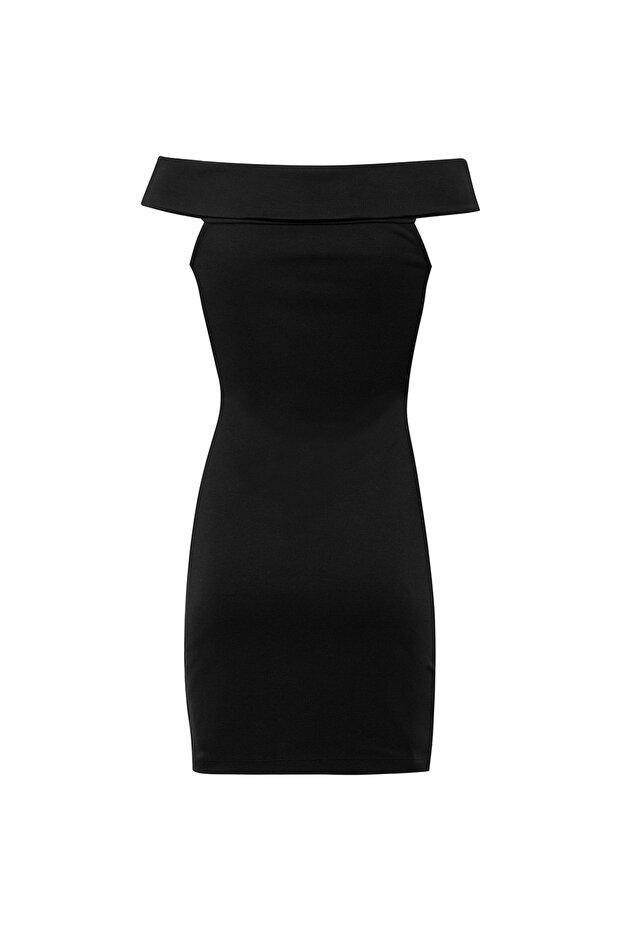 Straplez Yaka Mini Elbise - 1