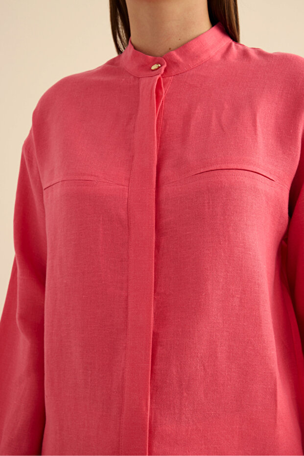 Hakim Yaka Keten Gömlek - 6