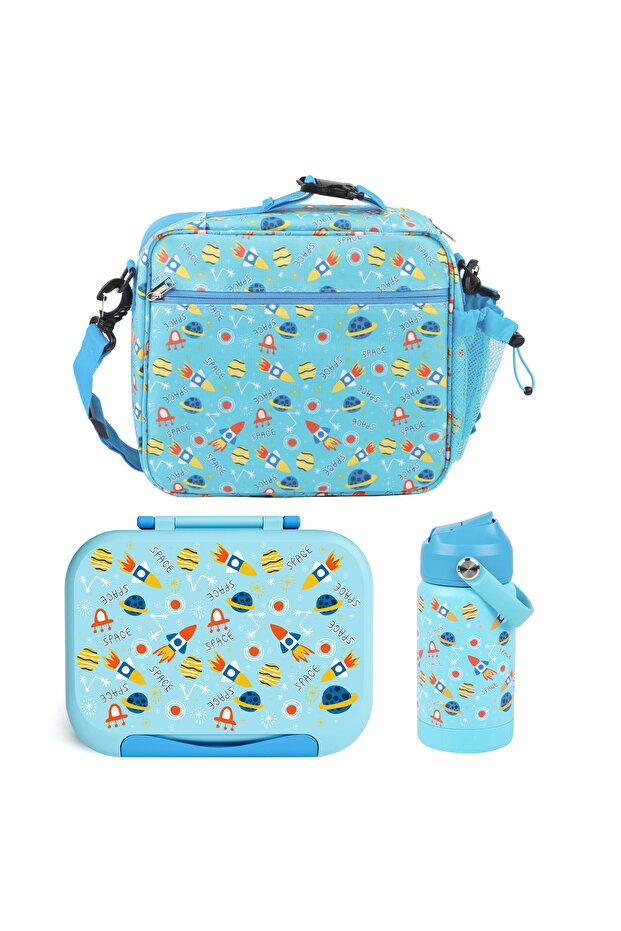 Bento Lunch Box Set for Kids (Multi-Compartment, Leakproof, Insulated, Food Organizer) w/ 350 Steel water bottle and spoon & Fork set