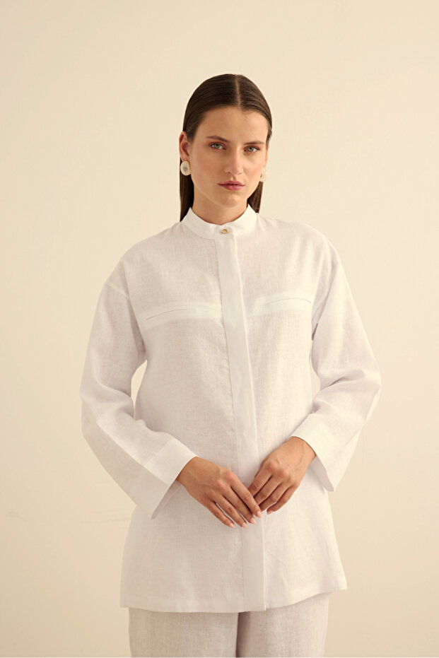 Hakim Yaka Keten Gömlek - 2