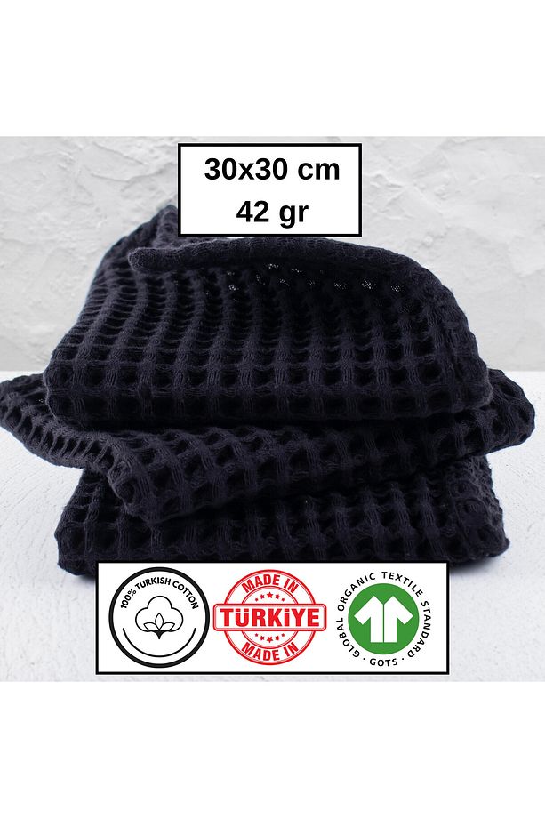 Lüks Mutfak Havlusu 3 Adet - Yüksek Kalite, 100% Pamuk, 30x30 cm, Waffle Dokuma Washcloth Havlu - 4