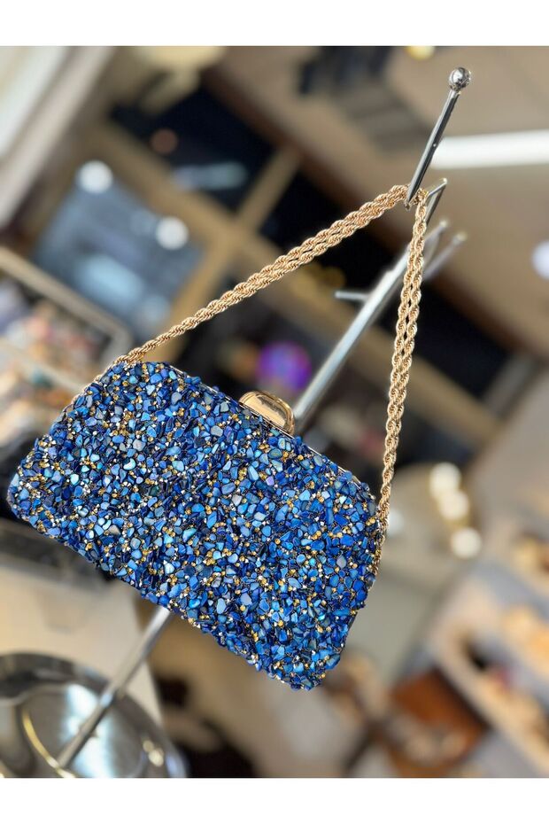 Evening Dress Stone Bag Chain Hanger Stylish Design Double Sided Stone.