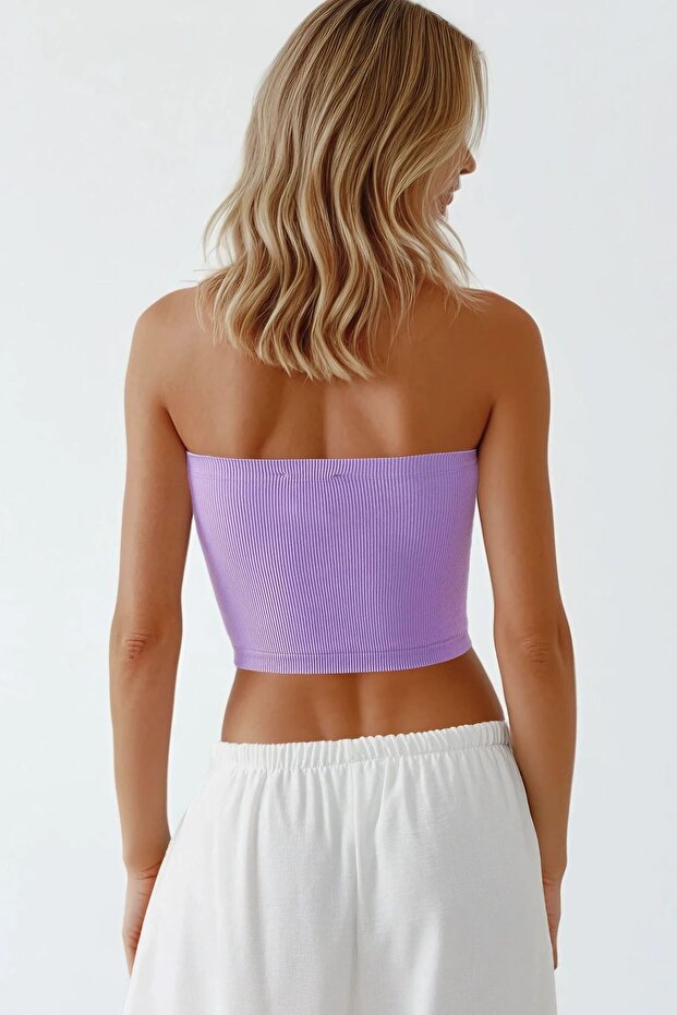 Slim Fit Straplez Kısa Üst - 2