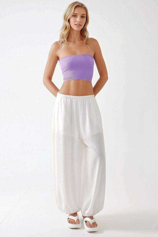 Slim Fit Straplez Kısa Üst - 4