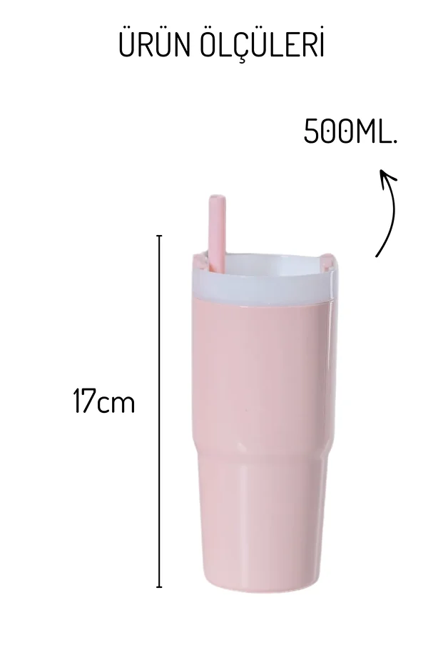 Labubu Temalı 2'li Set Renkli Suluk, 500Ml. Ve 800Ml. - Pipet Kapağı, 3D Yapışkan ve Etiket Hediyeli - 5