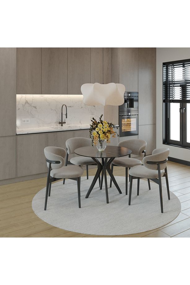PERA SİYAH YUVARLAK 4 AYAKLI MUTFAK VE BALKON MASASI 90X90 CM - 1