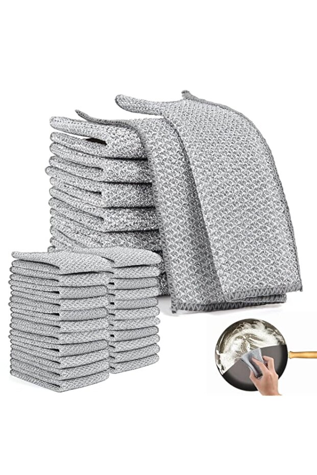 30 pcs Dish Rags, Multipurpose Wire Dishwashing Rags for Wet and Dry, Household Wire Dishcloth
