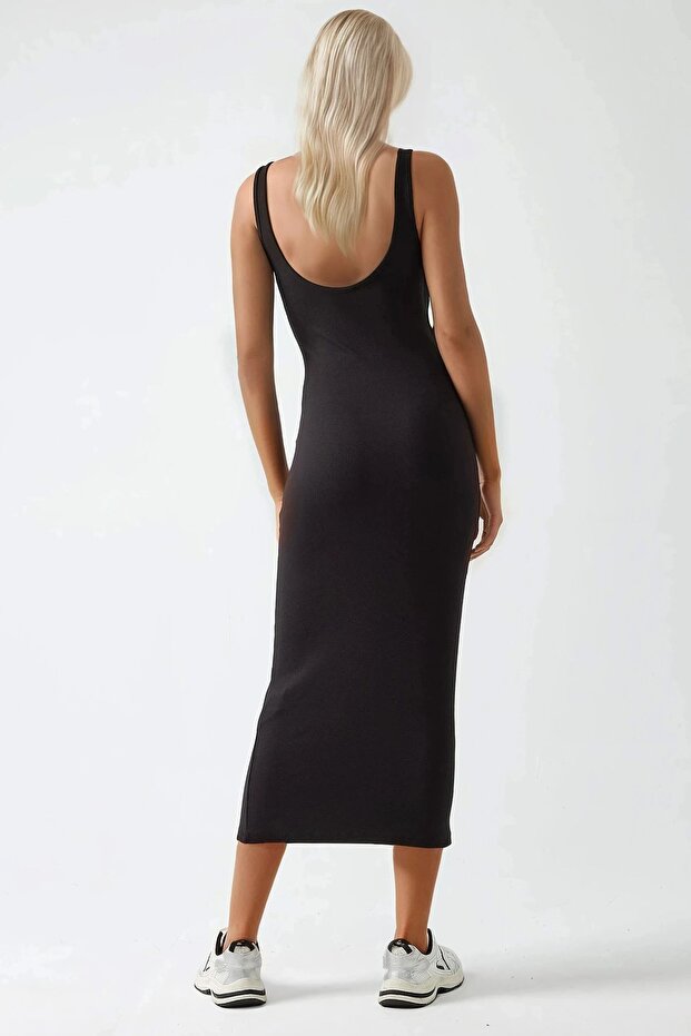 Soft Touch Basic Midi Elbise - 2