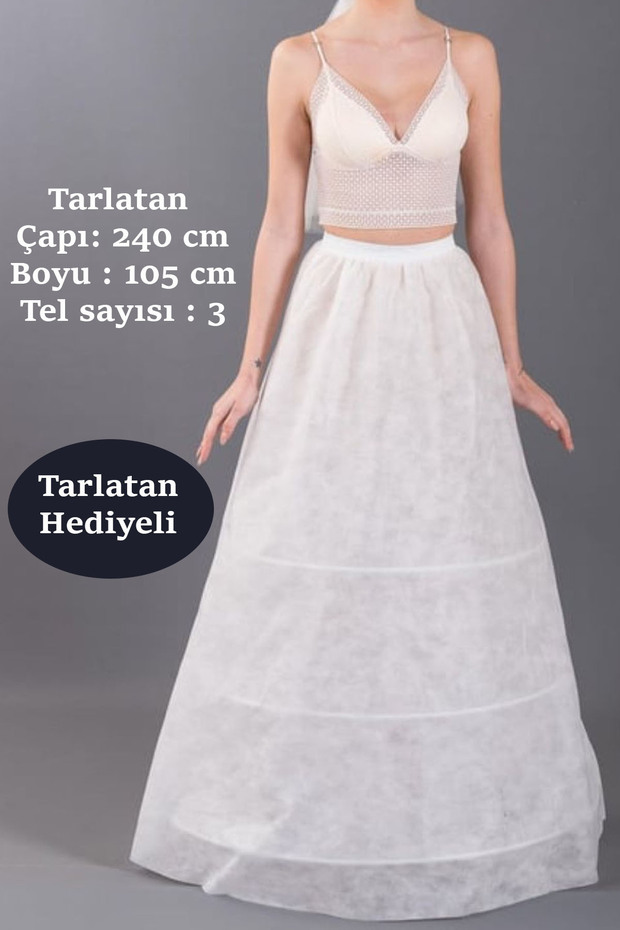 Kadife Silver İşlemeli Bindallı Kına Gecesi Elbisesi Taç Kemer Kolye Ve Tarlatan Seti Kaftan Takımı - 7