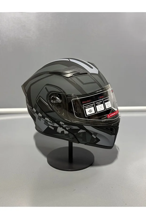 Jk-902 Güneş Vizörlü Çene Açılır Kask H1 GREY - 1