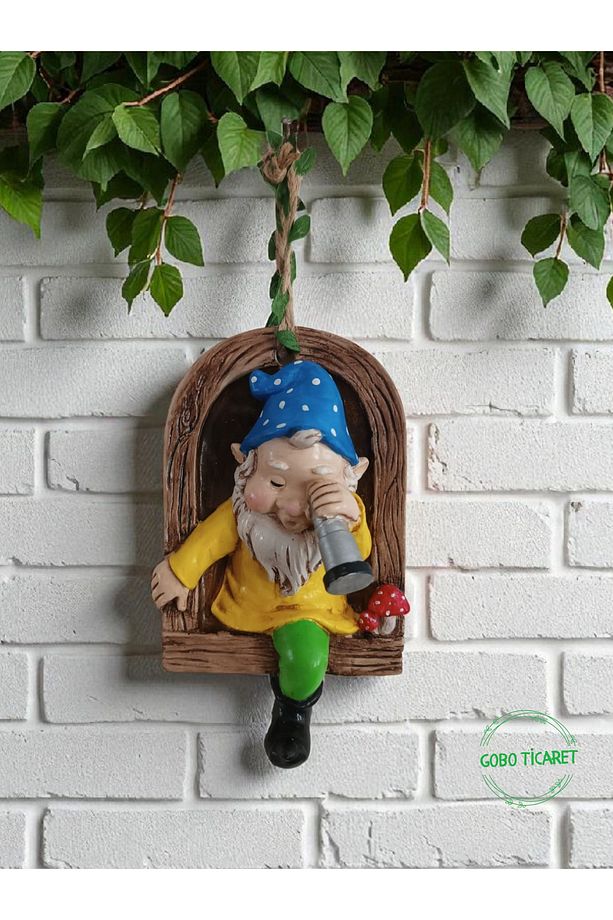 Dürbünlü Cüce Kapı Duvar Balkon Süsü Farklı Renklerde 14x10 cm - 1