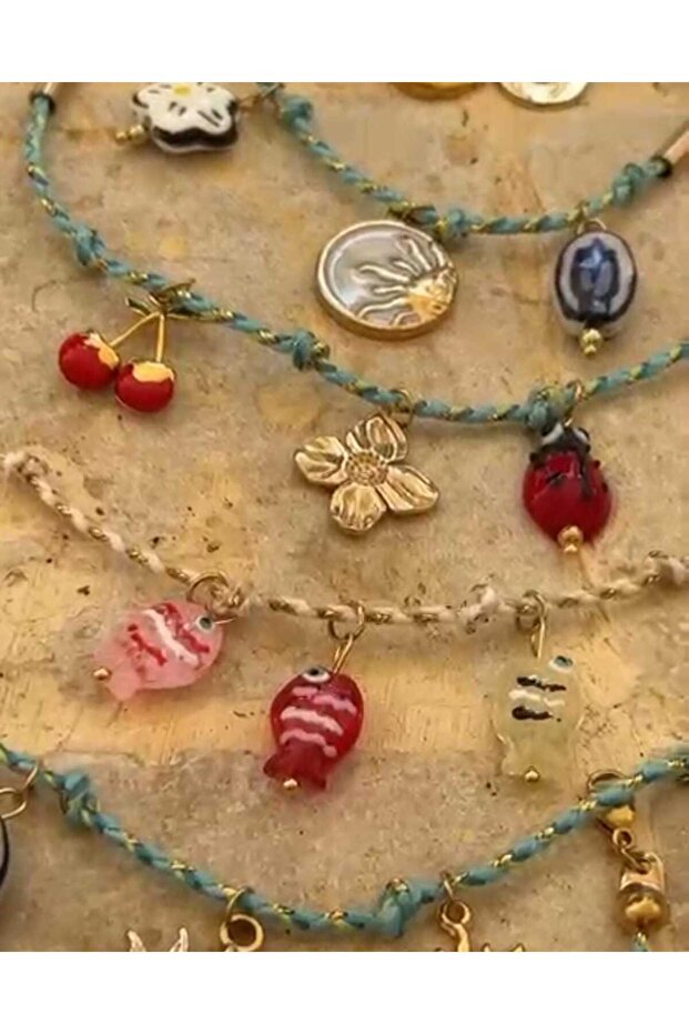 Murano cam çelik balik halhal - 2