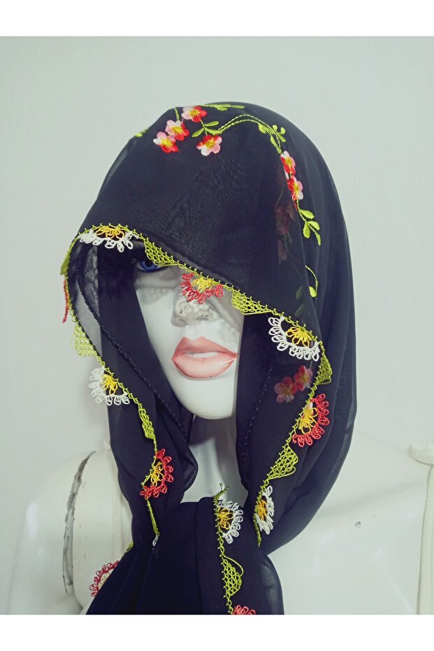 Handmade Embroidery Embroidered Needle Embroidered Prayer Cover Dowry Holder Mevlit Hijab Crepe Fabric 145X75 cm
