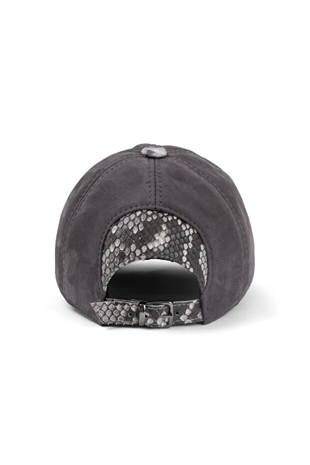 قبعة بيسبول من جلد الغزال بتفاصيل من جلد الثعبان للجنسين - 2
