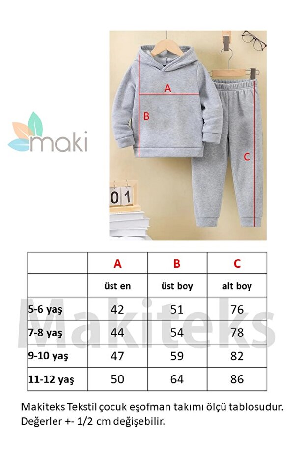 Kışlık Kız Erkek Çocuk Eşofman Takımı 5 6 7 8 9 10 11 12 yaş Labubu - 3