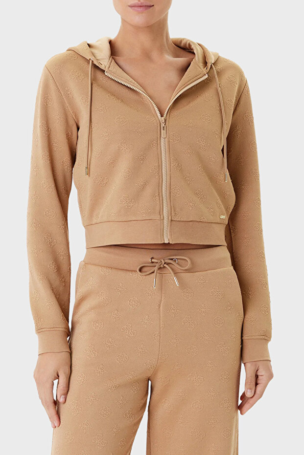 3D Peony Jacquard Regular Fit Hooded Crop Sweat V5Yq06Kbsl2 Sweat V5Yq06 Kbsl2 Fndq