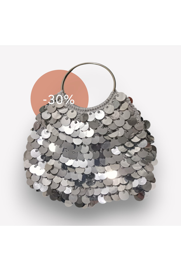 Pullu Çanta Gümüş Ayna - 4