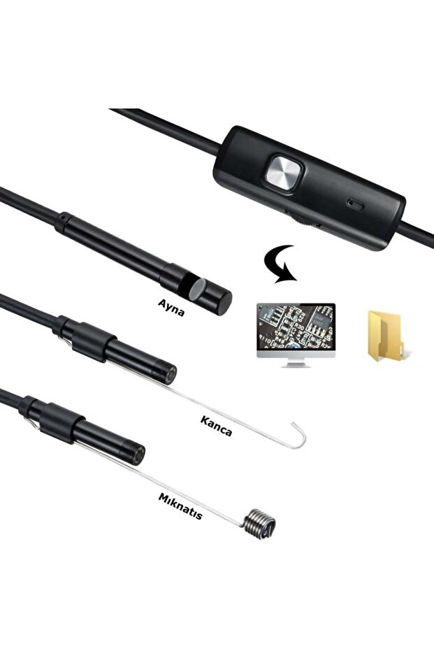Endoskop 3 in 1 Yılan Kamera USB Micro Usb Type-C 2M Sert Kablo - 4