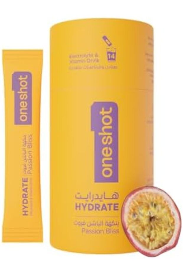 oneshot Hydrate Passion Bliss | No Sugar, Junk, or Aftertaste | 6 Electrolytes + 4 Vitamins + Zinc |