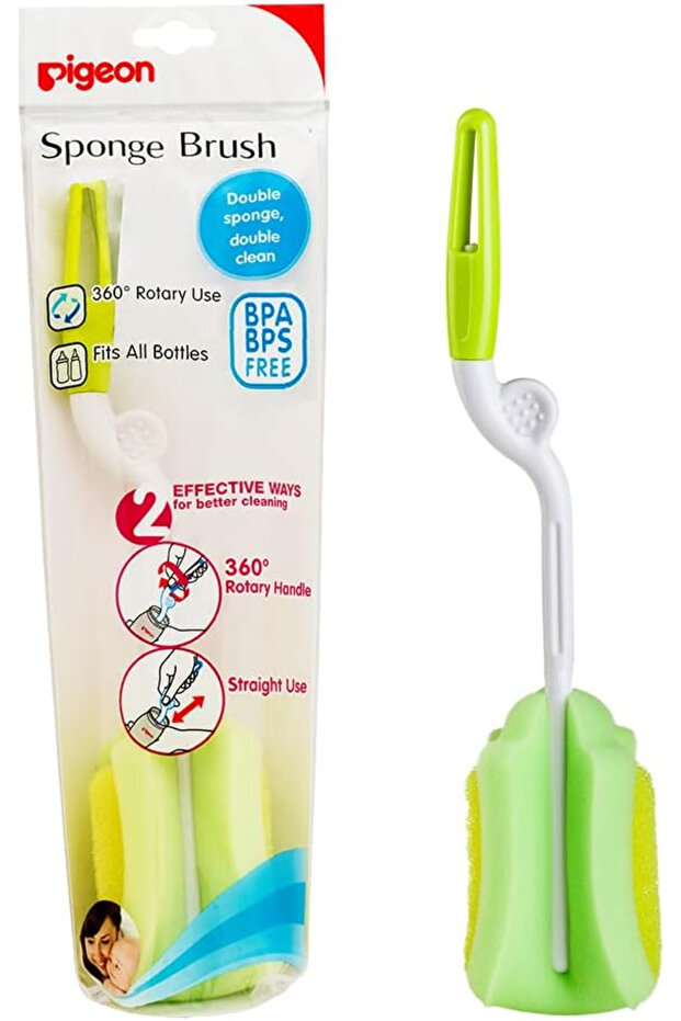 2 Way Sponge Brush, 360 Degree Rotary Handle And Straight Use, Plastic, Multicolor