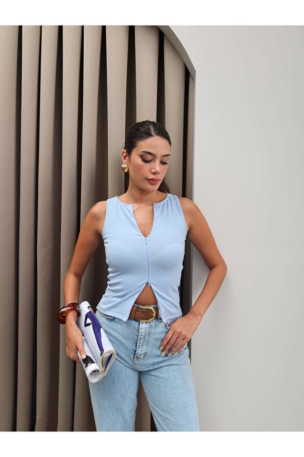 Çift Fermuarlı Bluz - 5