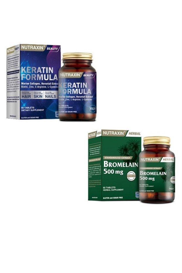Nuraxin Keratin Formula 60 Tablets + Bromelain 60 Tablets