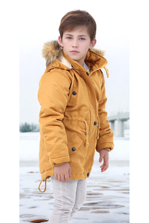 Boy's Waterproof Machine Washable Canvas Fabric Thick Winter Coat