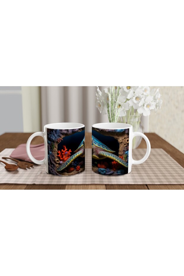 كوب على شكل سلحفاة بحرية باللون الأزرق الداكن - 5