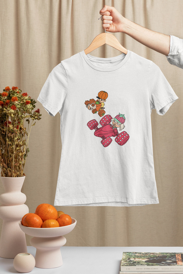 Strawberry Car Crew Neck 100% Cotton Printed Short Sleeve Children's and Teenage T-Shirt