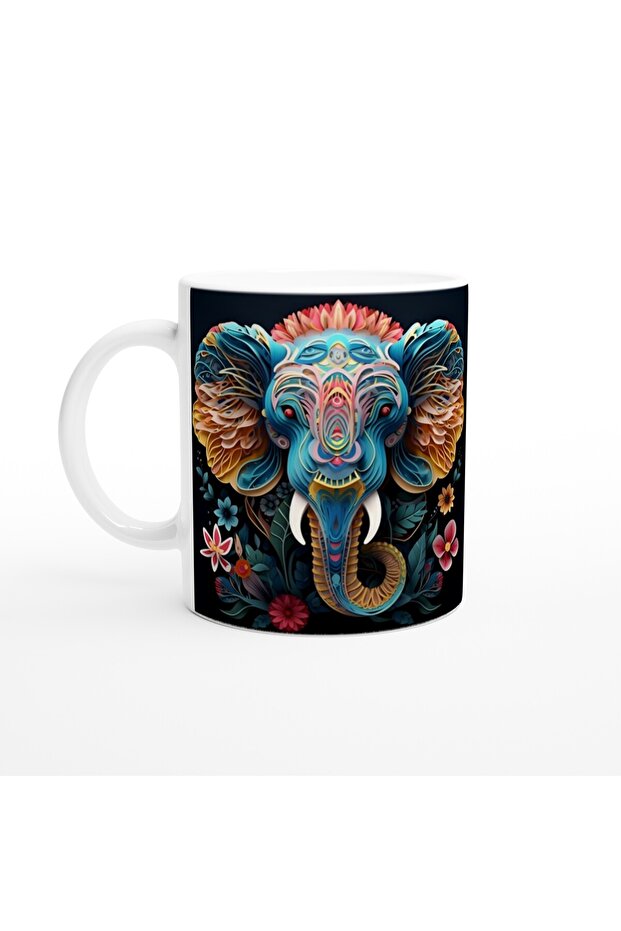 Ethnic Patterned Elephant Printed Mug - 1