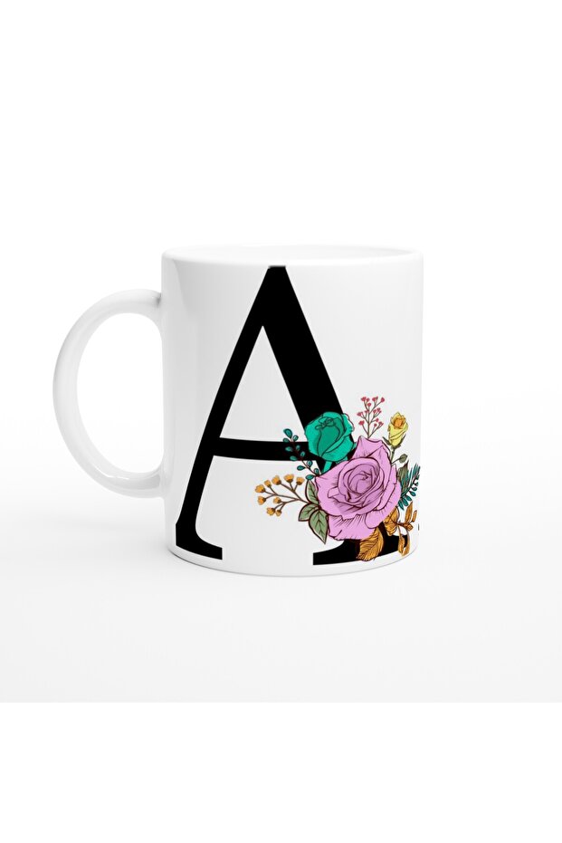 Letter a Flower Patterned Mug