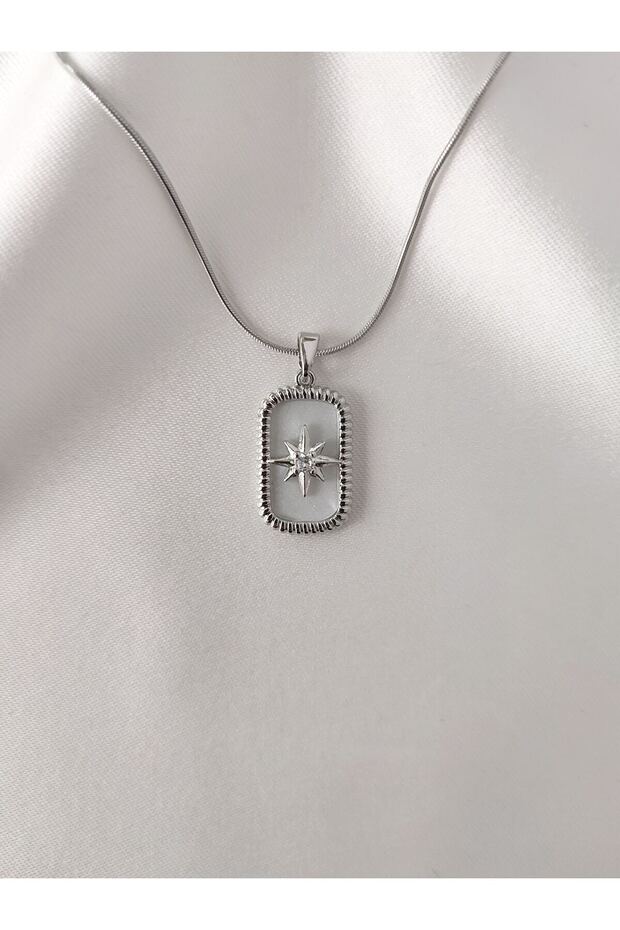 Women's Stainless Steel Stone Pole Star Necklace