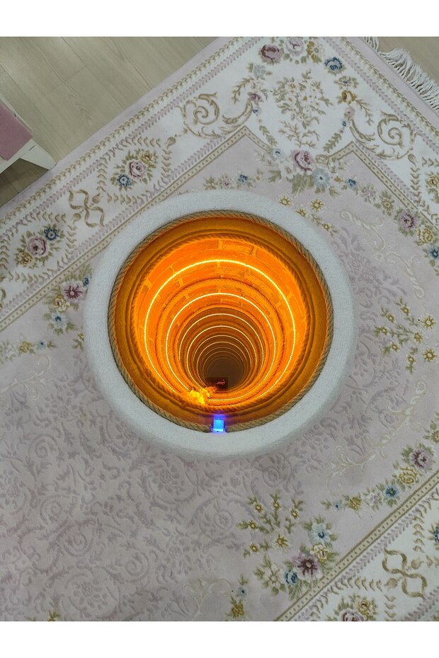 Sonsuz Kuyu Sehpa | Dokunmatik Sensörlü LED Işık | Infinity Mirror | Gizli Şarj Alanlı Yan Sehpa - 3