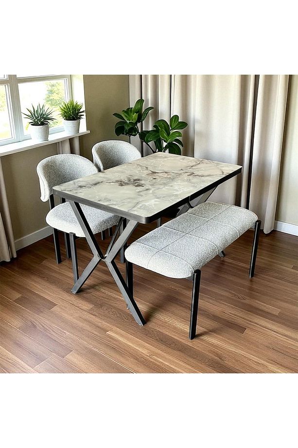 ROYALİSA ADES BENCH 2 SANDALYE MUTFAK SETİ - 1