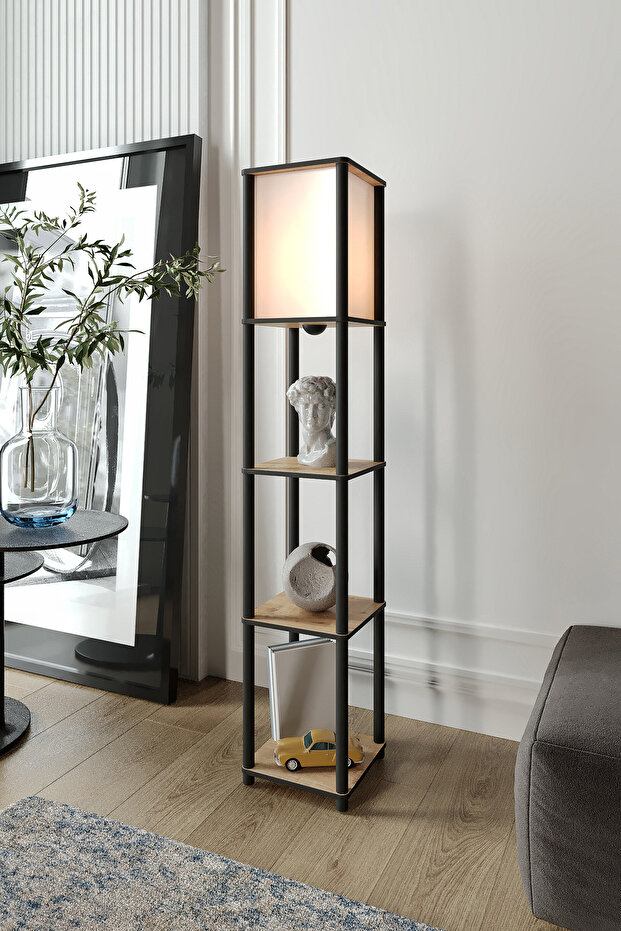Sakura Raflı Lambader Meşe, 1. Sınıf MDF ve PVC Başlık - 1