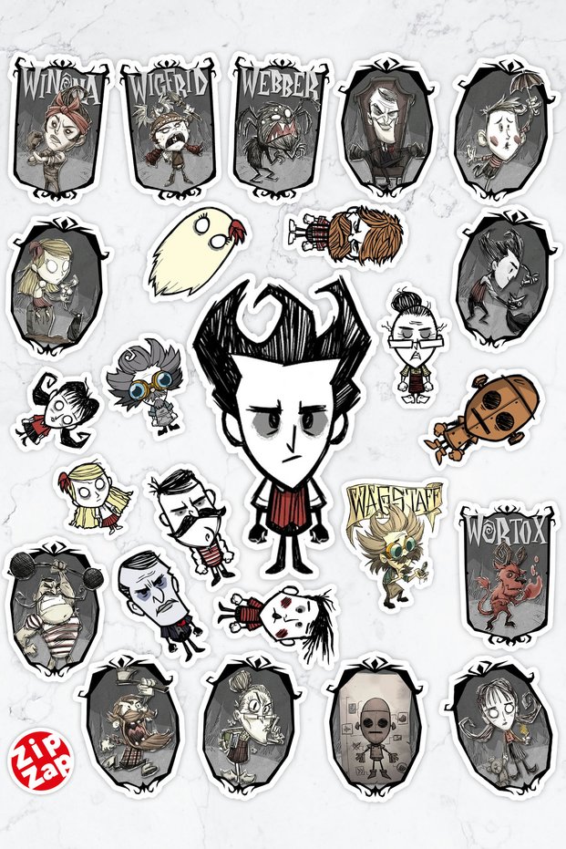 Dont Starve Video Game Phone Laptop Bullet Journal Adhesive Foil Sticker Pack (25 Pcs)