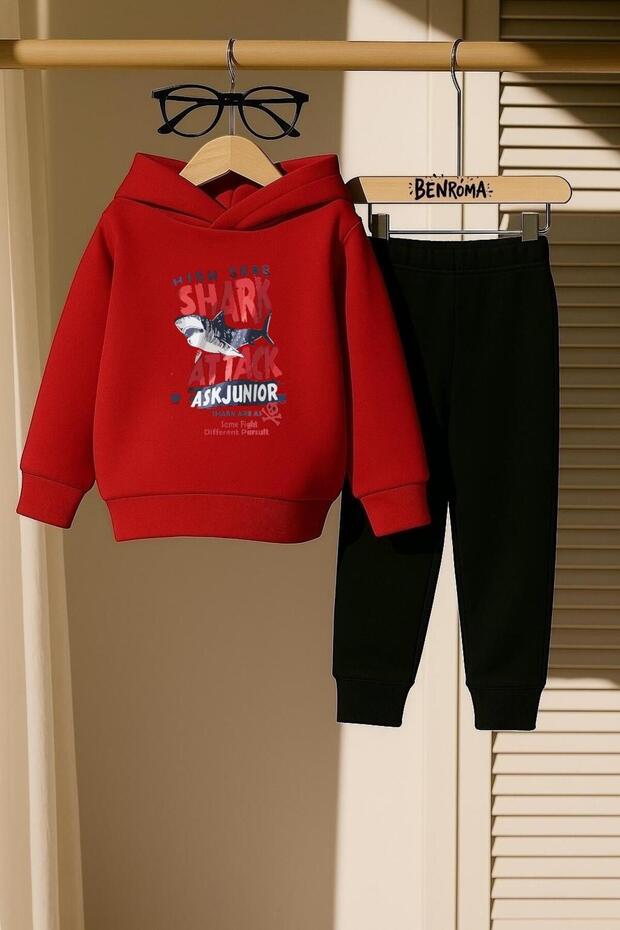 Shark Printed 3 Thread Children's Tracksuit Set