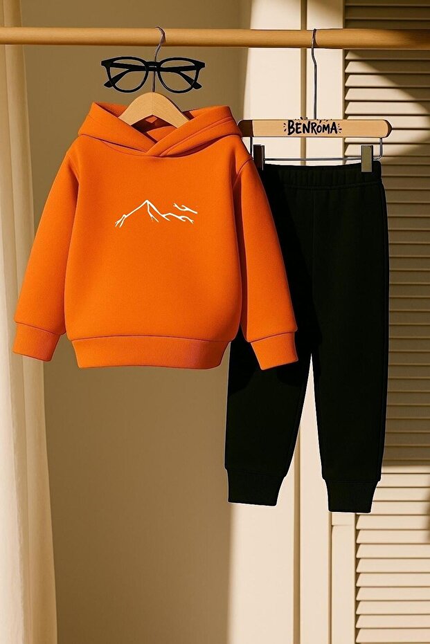 Mountain Printed 3 Thread Children's Tracksuit Set