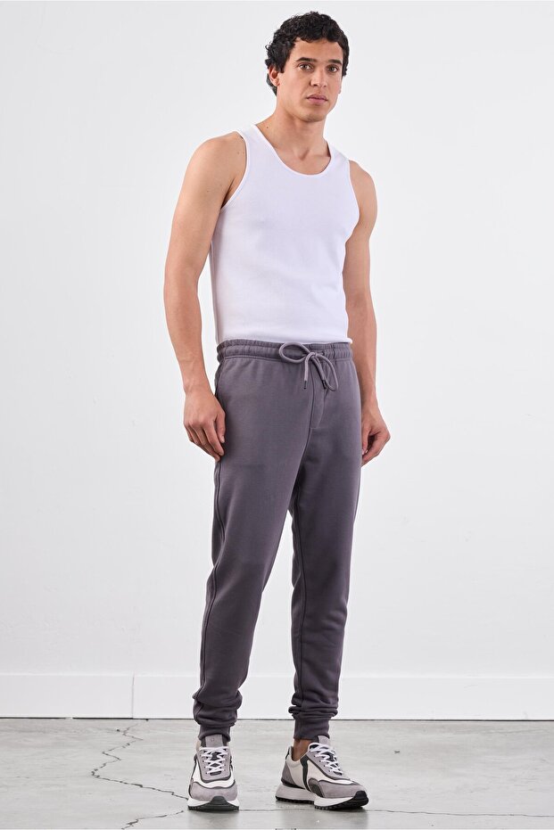 Antrasit Bağcıklı Erkek Regular Fit Eşofman Altı - 7