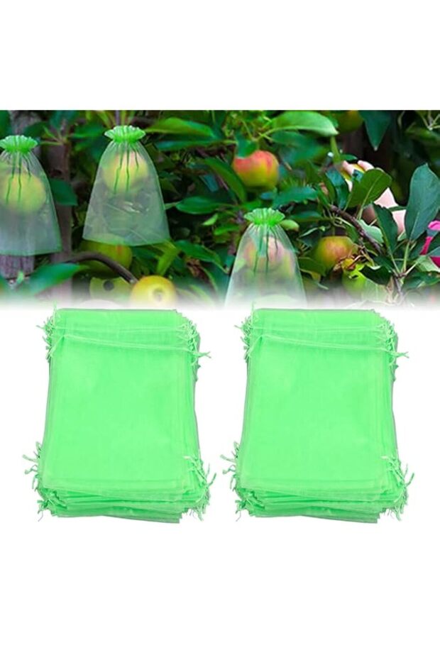 Jiawu 100Pcs Fruit Bags For Trees, Netting Trees With Drawstring, Reusable Protecting Fruits And Vegetables (7 * 9Cm)