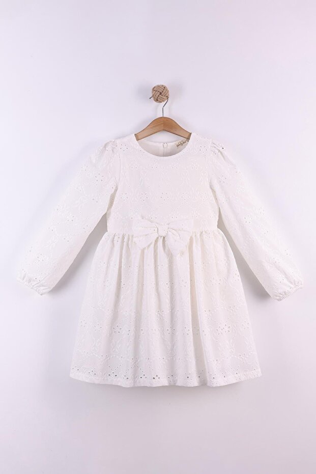Ecru Wavy Brode Girl's Dress