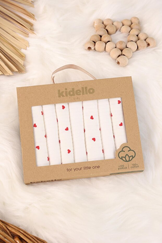 Little Heart Ribbed Set of 7 Baby Mouth Wipes