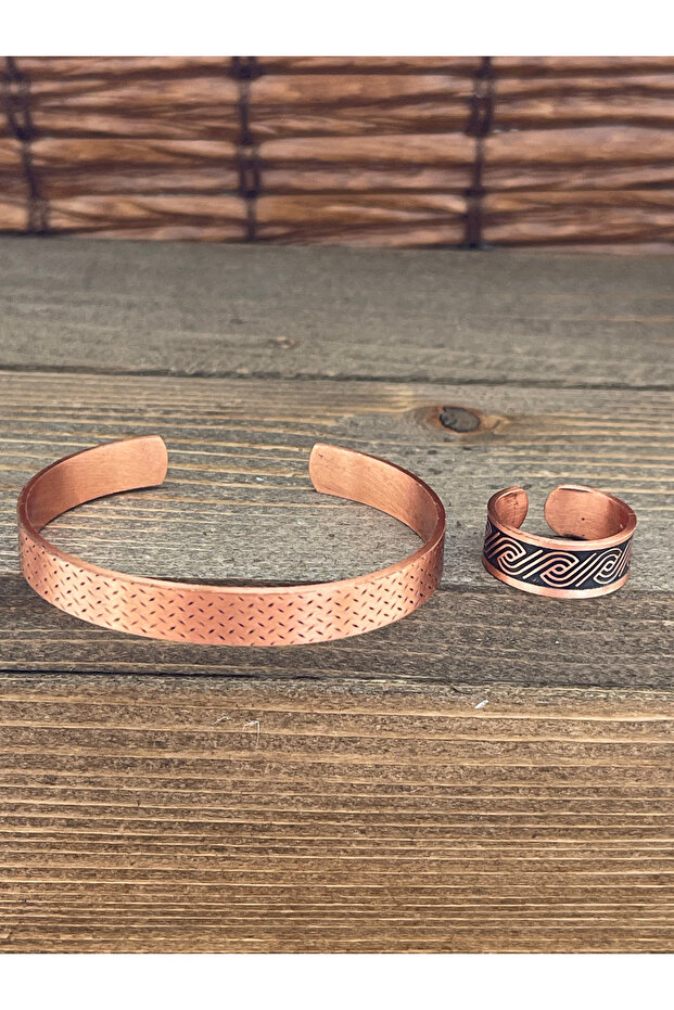 Adjustable Measure Pure Copper Bracelet Ring Set Copper Bracelet Copper Ring Set