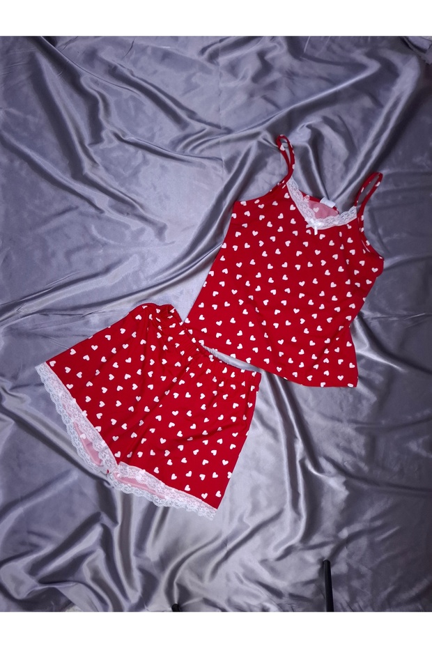İp Askılı Şortlu Pijama Takımı - 1