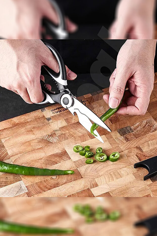 مقص مطبخ - متعدد الوظائف حاد للغاية - كسارة الجوز - اللحوم والدجاج والأسماك والخضروات - 5