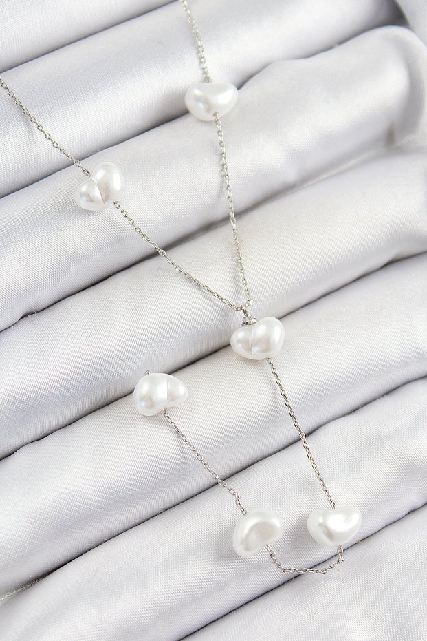 316L Steel Pearl Heart Figured Y Model Silver Color Women's Necklace - Tj-Bko10336
