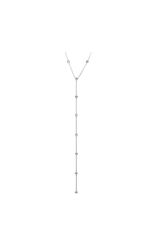 Long silver chain with stones