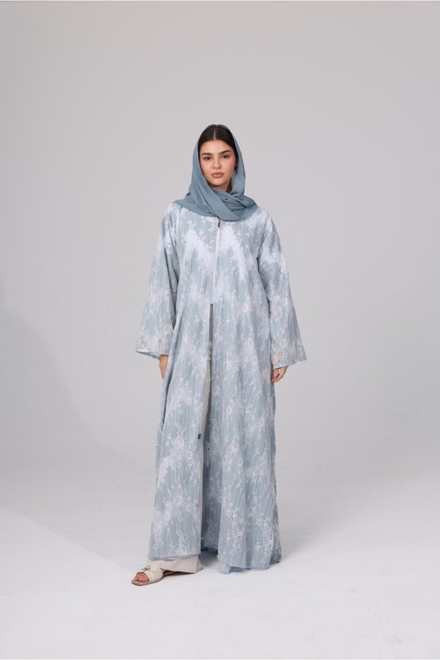 Elegant Lace Design Colored Abaya