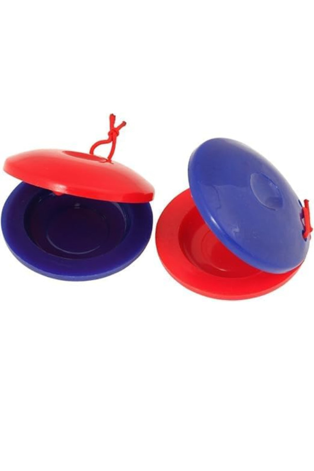 Kids Toy Plastic Castanets Percussion Instrument in Red and Blue mix